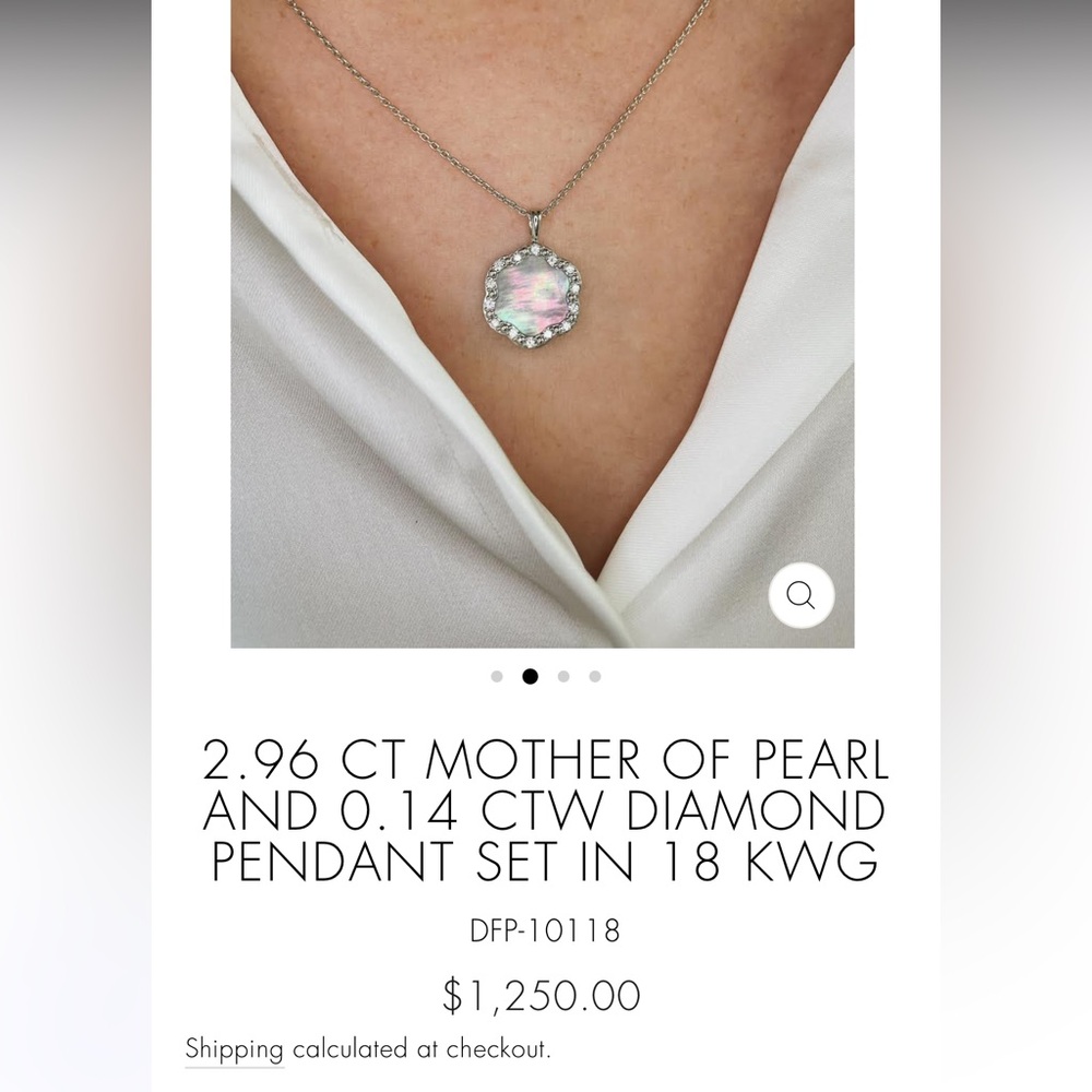 18k white gold mother of pearl and diamonds necklace